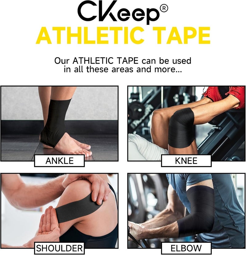 Ckeep Athletic Tape, 4 Pack Black Sports Tape, Very Sturdy No Glue Residue, Wrist Ankle Tape for Muscle, Climbing, Boxing, Athletes, Baseball Bats, Strains, Sprains, Injuries（1.5 Inches） - Image 3